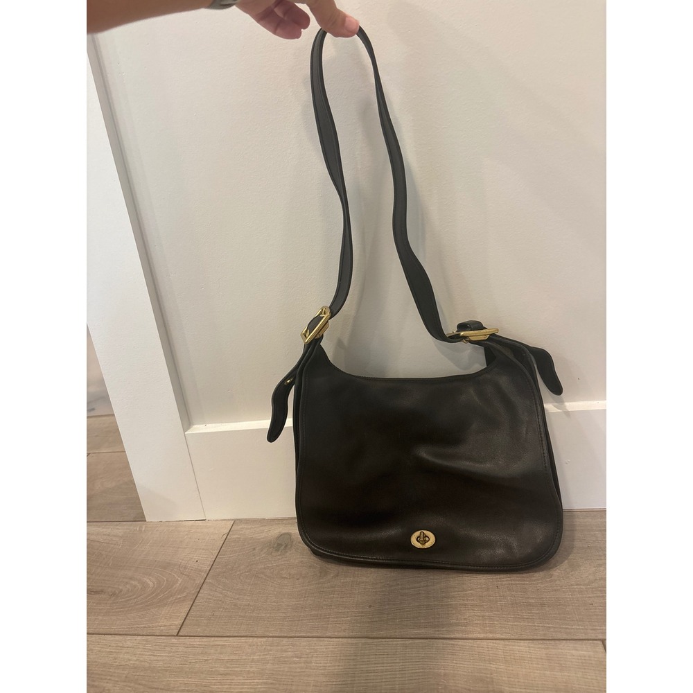 Vintage Coach 9718 Legacy Crescent Flap Hobo/Shoulder Bag Black